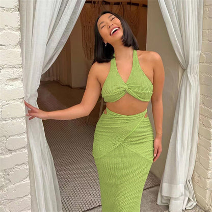 Women's Clothing Fashion Halter Backless Slim Fit Hip-wrapped Skirt Suit Women